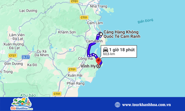 Từ sân bay Cam Ranh đi Vĩnh Hy bao xa